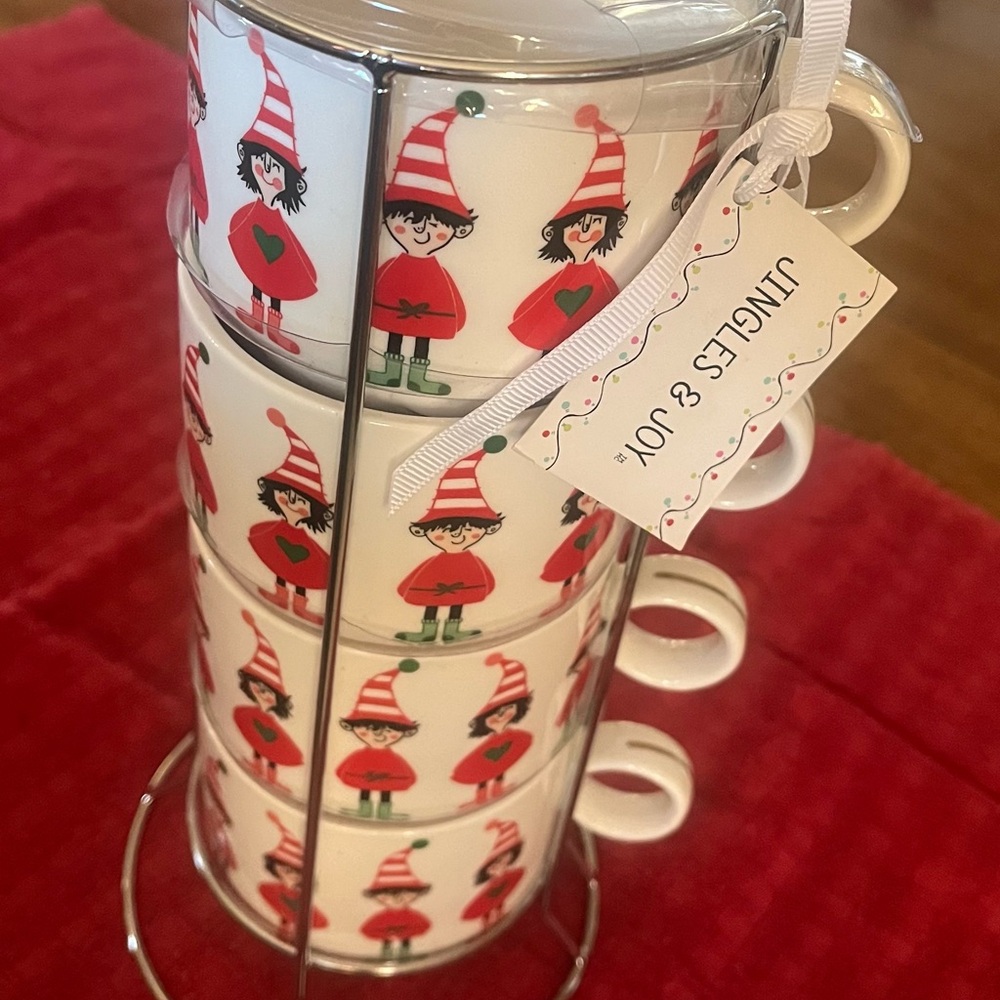 Grace fine china Christmas Stackable Mugs - Elf, Red and Green